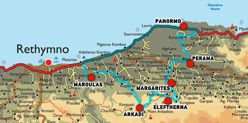 map of Rethymno Crete